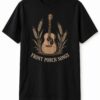 Front Porch Songs Acoustic Guitar unisex t-shirt in black with acoustic guitar framed by golden wheat