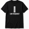 Low Frequency Bass Guitar unisex t-shirt in black with vertical bass guitar fretboard