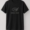 Needle Drop Minimalist Turntable unisex t-shirt in black with small line-art turntable