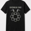 Overhead Pair Drum Kit Mics unisex t-shirt in black with two condenser mics over a top-down drum kit