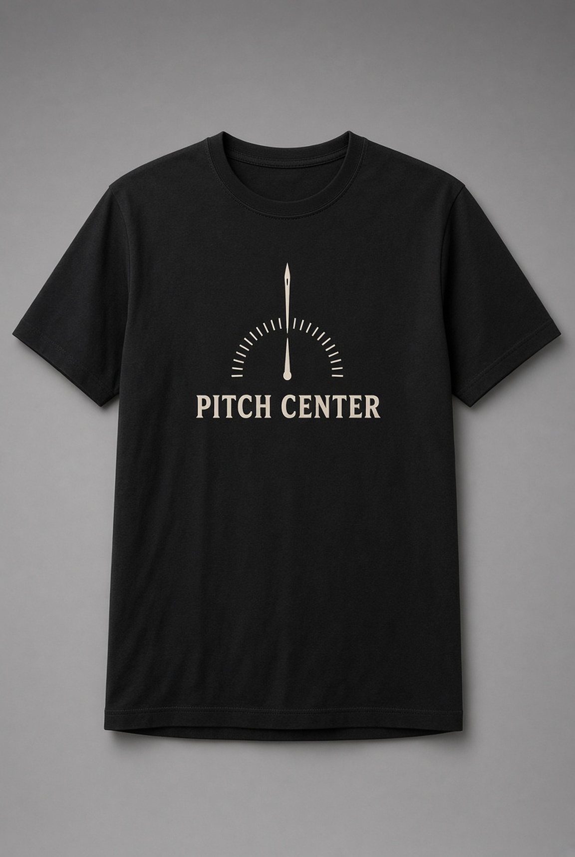 Pitch Center Guitar Tuner unisex t-shirt in black with tuner dial with the needle at dead centre