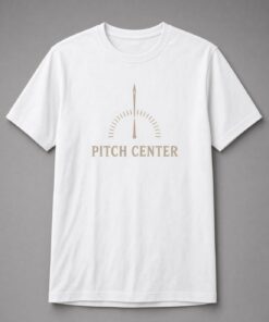 Pitch Center Guitar Tuner unisex t-shirt in white with tuner dial with the needle at dead centre