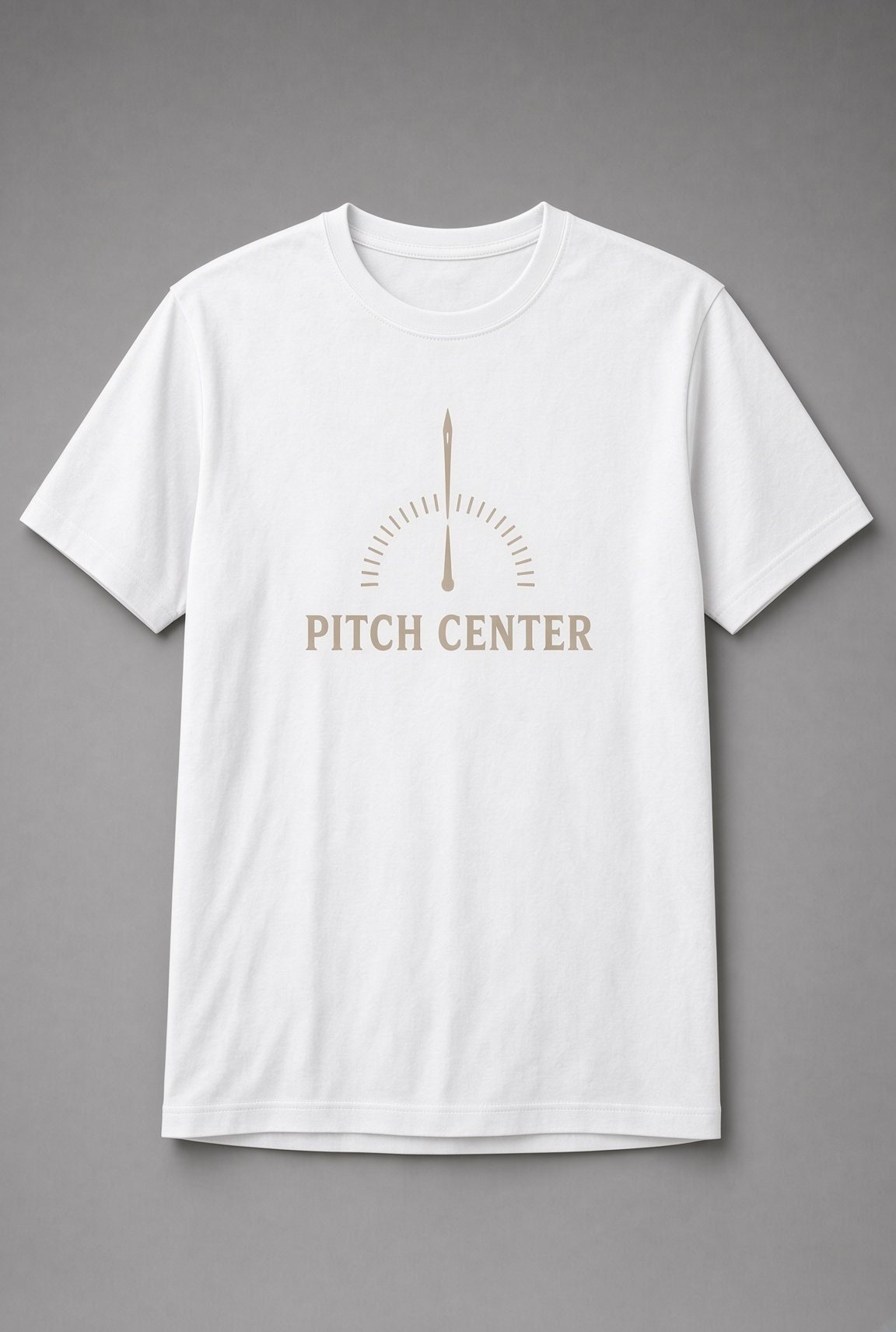 Pitch Center Guitar Tuner unisex t-shirt in white with tuner dial with the needle at dead centre