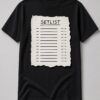 Setlist Torn Paper unisex t-shirt in black with torn paper setlist with blank lines