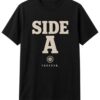 Side A Forever Vinyl Record unisex t-shirt in black with distressed SIDE A lettering and a record icon