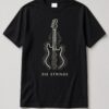 Six Strings Electric Guitar unisex t-shirt in black with flowing line-art electric guitar