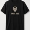 Spare Reel Analog Tape unisex t-shirt in black with single tape reel with a small arrow