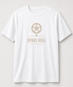 Spare Reel Analog Tape unisex t-shirt in white with single tape reel with a small arrow