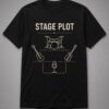 Stage Plot Band Diagram unisex t-shirt in black with band stage plot with drums, guitars and vocal mic