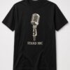 Stand Mic Vintage Microphone unisex t-shirt in black with detailed vintage microphone illustration