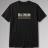 Tag Ending Bold Typography unisex t-shirt in black with bold condensed lettering above two thick lines