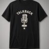 Talkback Retro Microphone unisex t-shirt in black with retro microphone with a glowing light