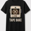Tape Bake Vintage Oven unisex t-shirt in black with tape reel inside a vintage oven