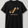 Tape Splice Analog Tape unisex t-shirt in black with two crossed strips of worn splicing tape